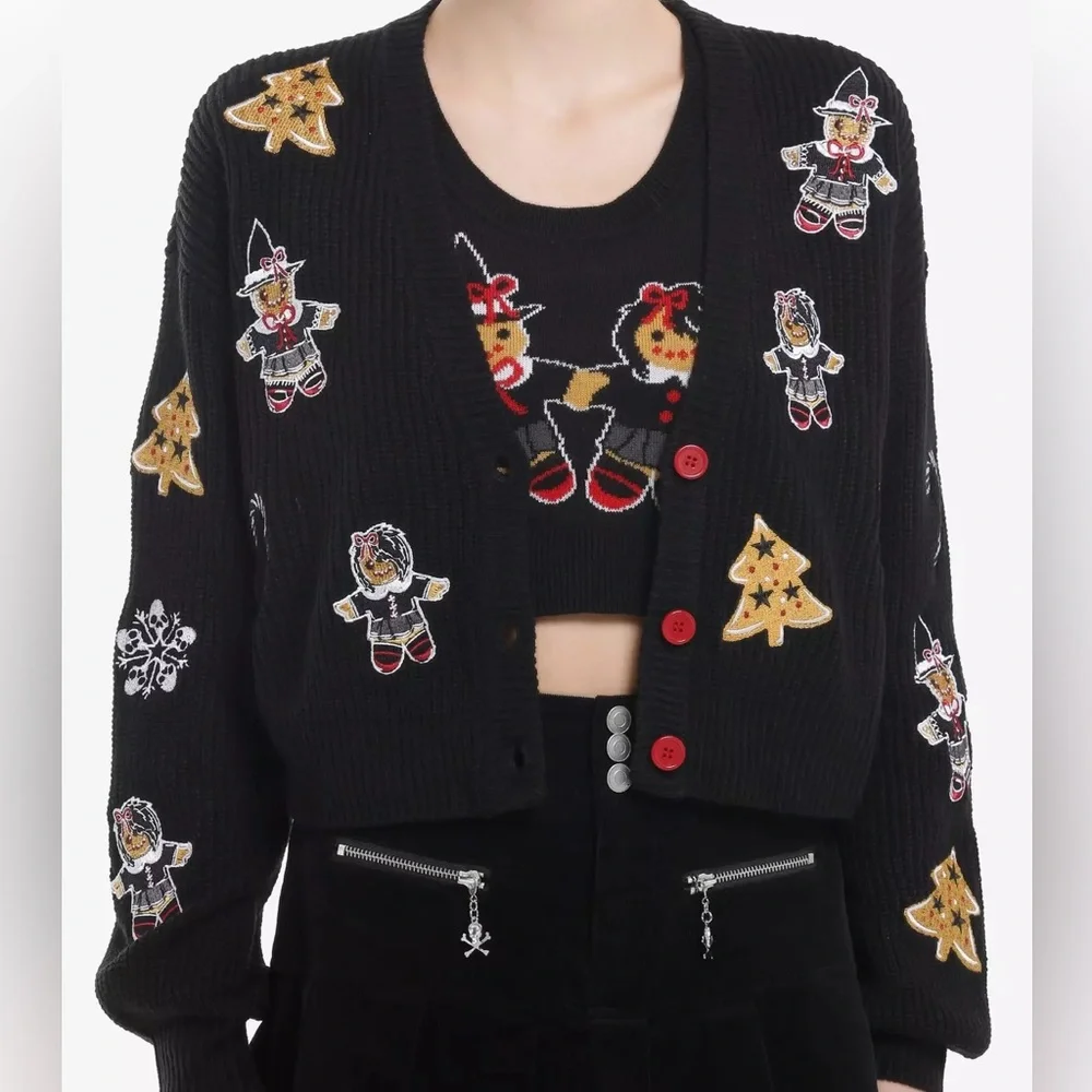 Social Collision‎ Goth Gingerbread Knit Tank Top & Cardigan Set Hot Topic